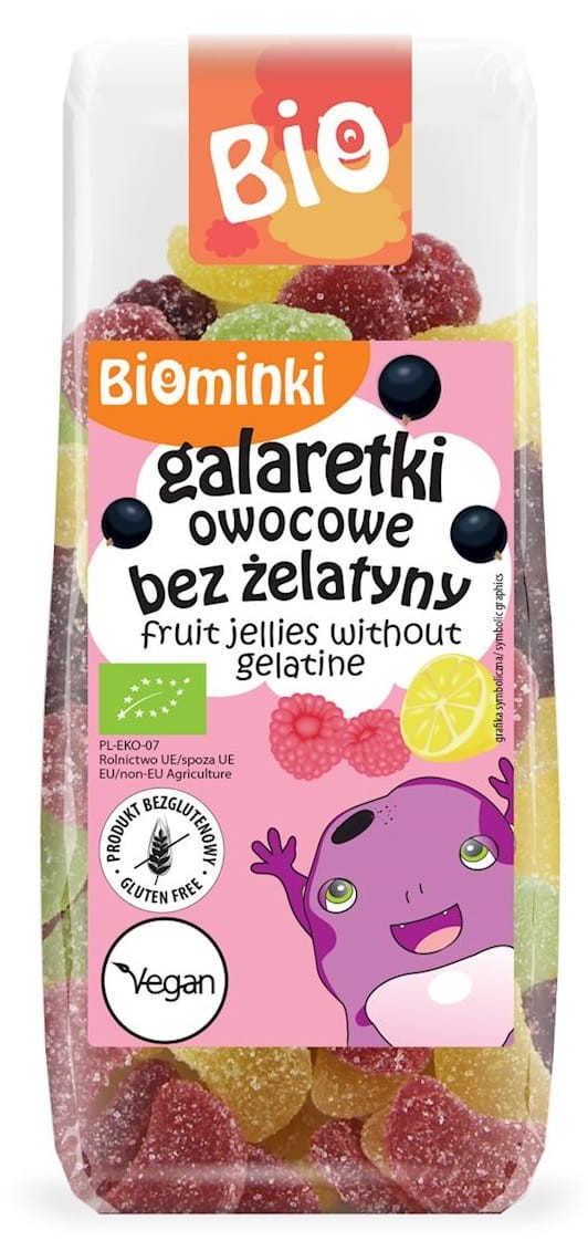 Galaretki Owocowe bez Żelatyny Wegańskie bezglutenowe BIO 100g - Biominki