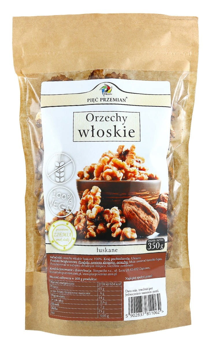 Orzechy Włoskie Łuskane bezglutenowe 350g - Pięć Przemian