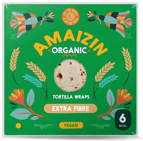Tortilla Wraps z Otrębami 6 sztuk BIO 240g - Amaizin
