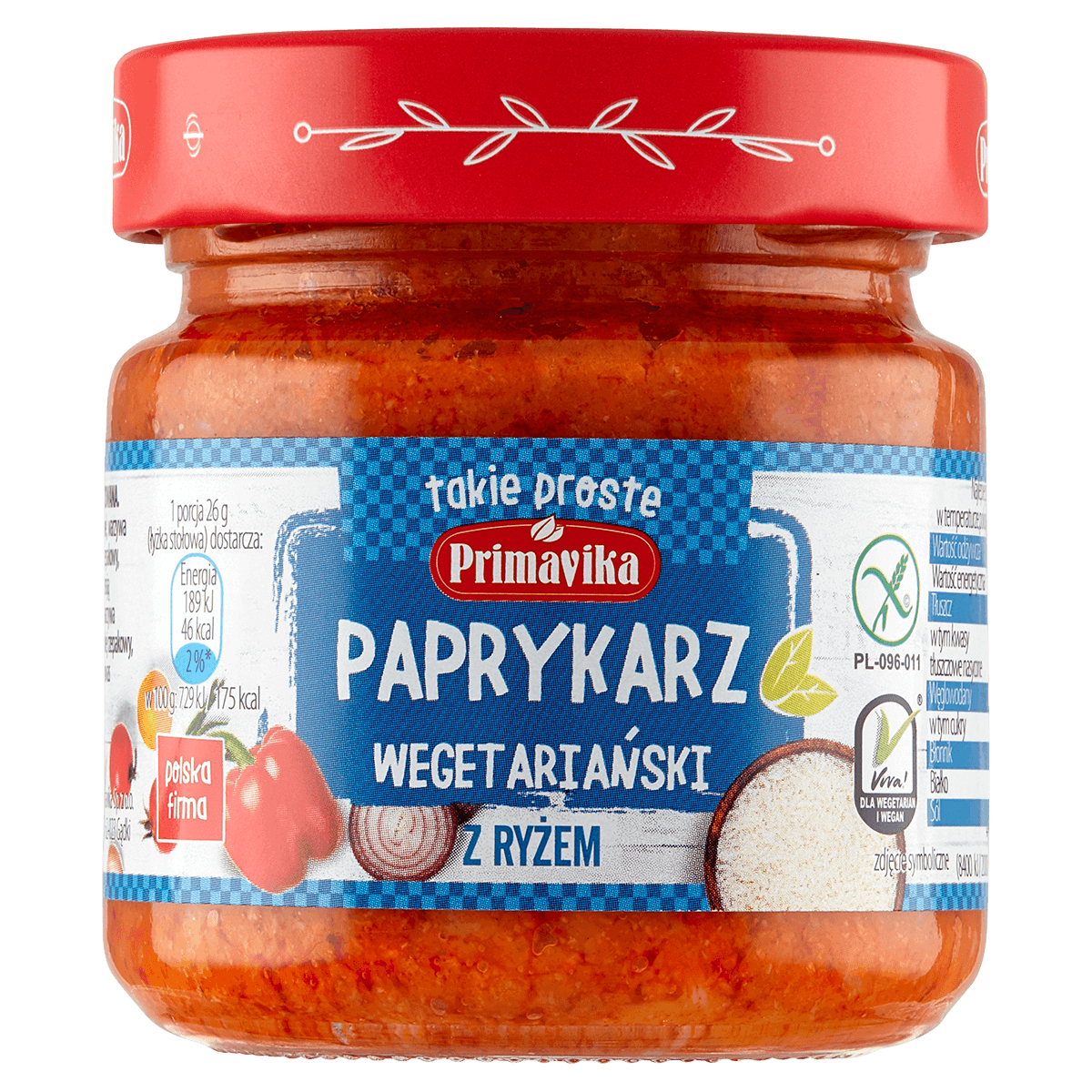 Paprykarz Wegetariański z Ryżem bezglutenowy 160g - Primavika
