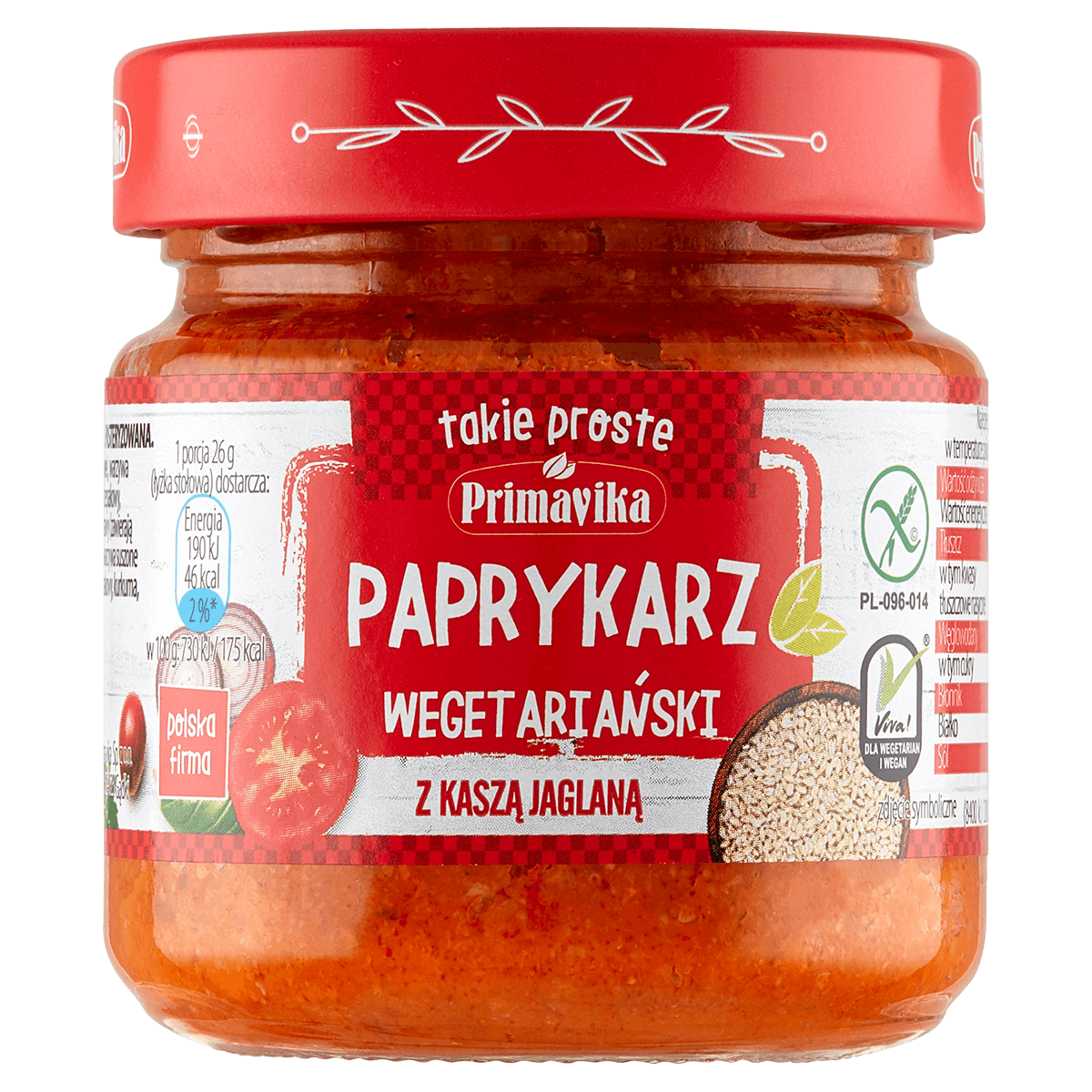 Paprykarz Wegetariański z Kaszą Jaglaną bezglutenowy 160g - Primavika