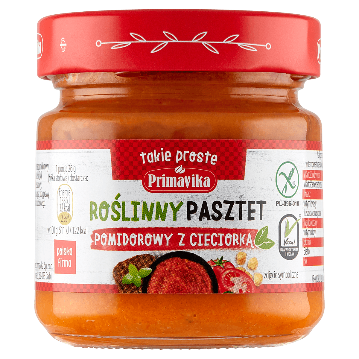 Pasztet Pomidorowy z Cieciorką bezglutenowy 160g - Primavika