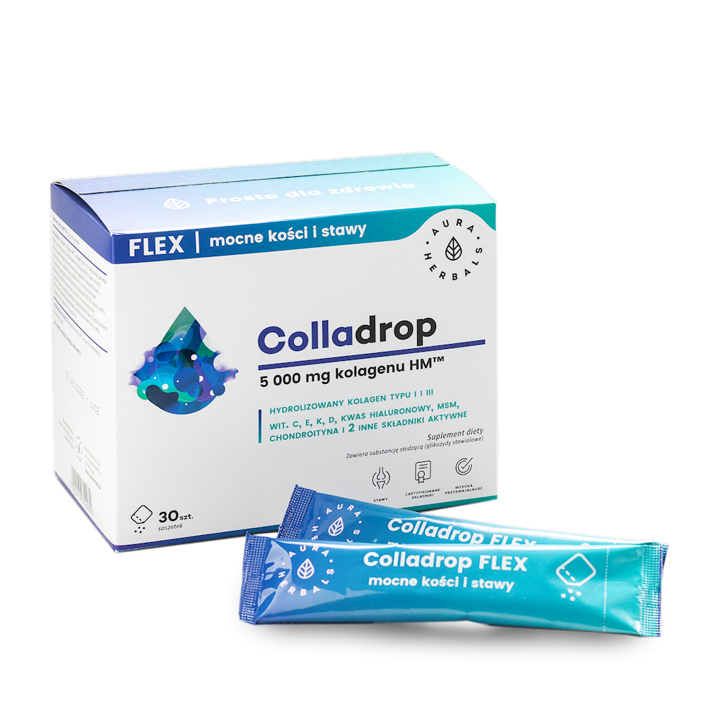 Colladrop Flex Kolagen Morski 5000mg Saszetki 30 sztuk - Aura Herbals