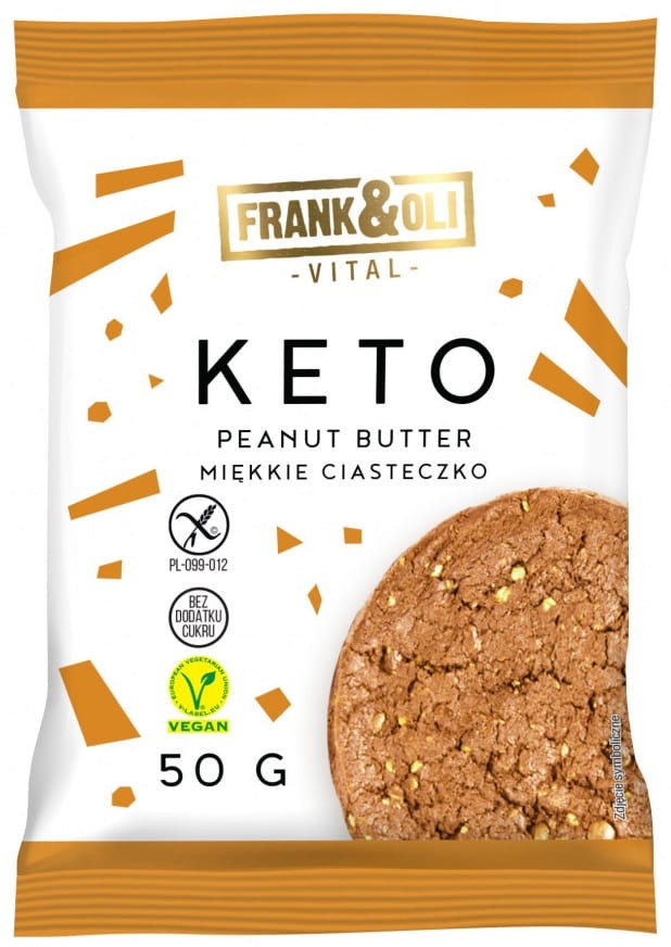 Ciastko Keto Masło Orzechowe Peanut Butter Wegańskie bezglutenowe 50g - Frank and Oli