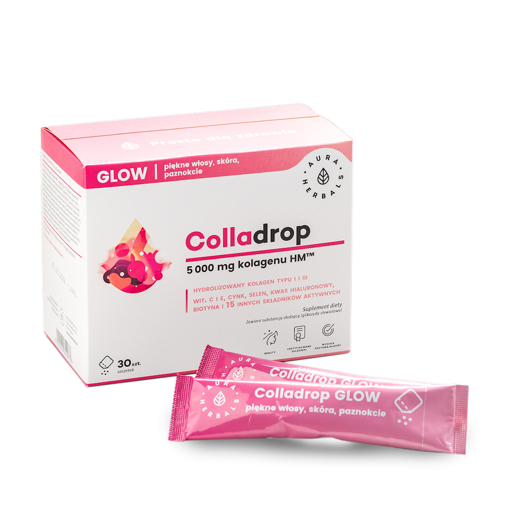 Colladrop Glow Kolagen Morski 5000mg Saszetki 30 sztuk - Aura Herbals