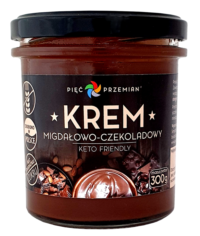 Krem Migdałowo Czekoladowy KETO bezglutenowy 300g - Pięć Przemian