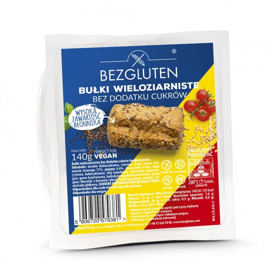Bułki Wieloziarniste bez dodatku cukrów bezglutenowe 140g - Bezgluten