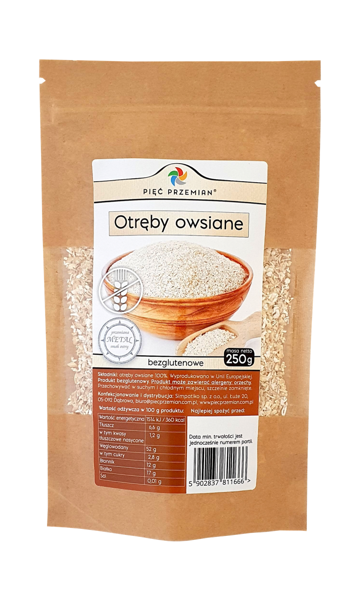 Otręby Owsiane bezglutenowe 250g - Pięć Przemian