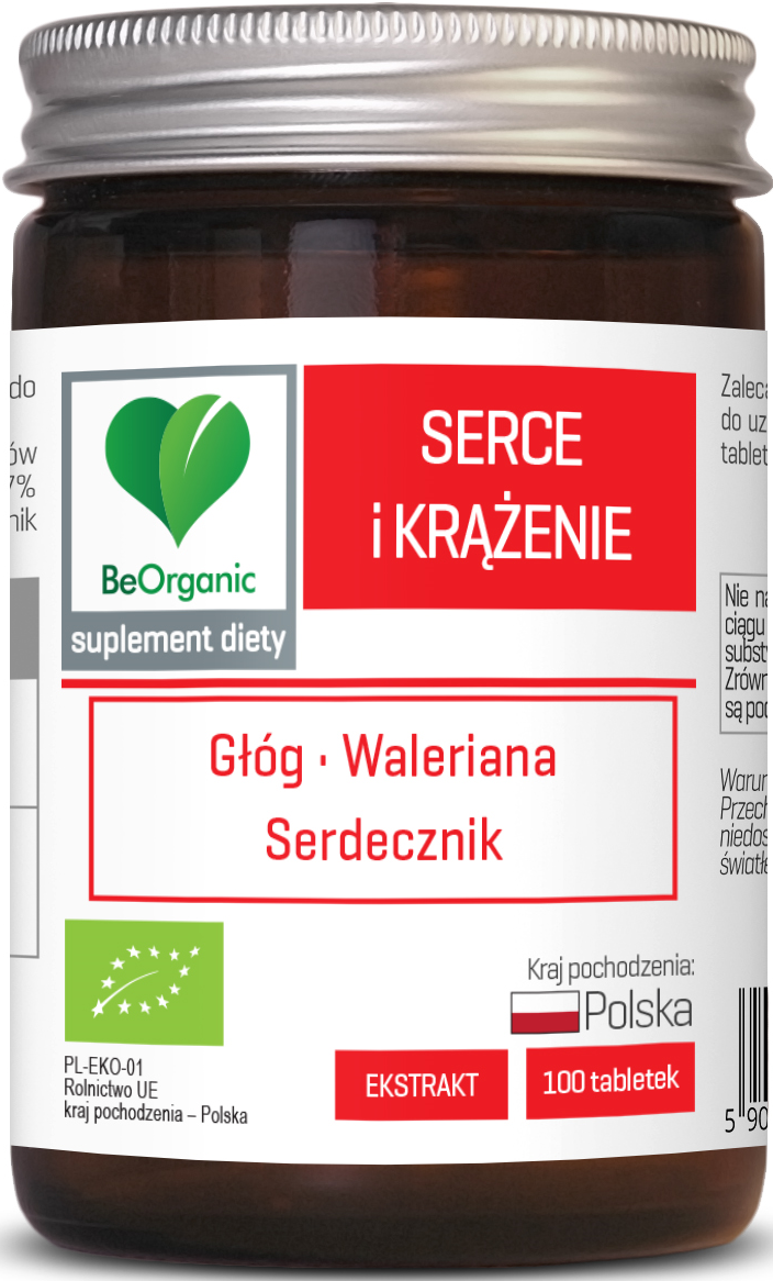 Serce i Krążenie Suplement Diety BIO 500mg 100 tabletek - BeOrganic