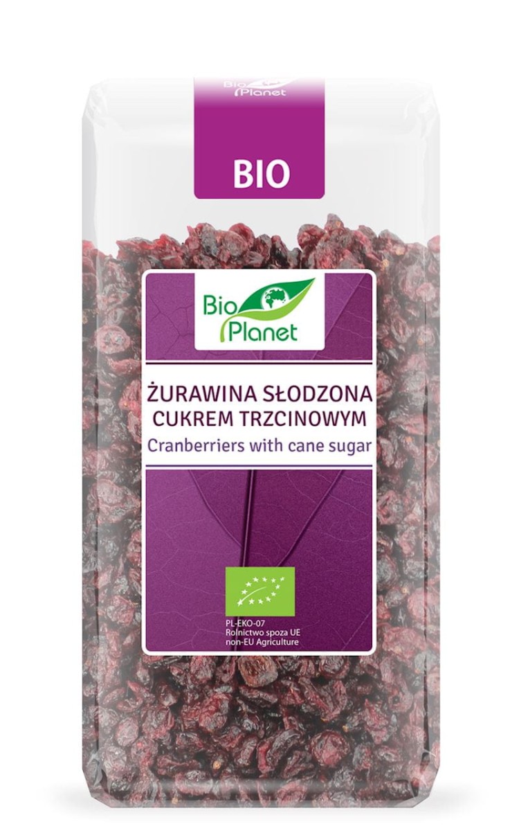 Żurawina Słodzona Cukrem Trzcinowym BIO 400g - Bio Planet