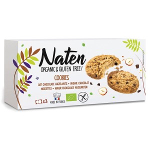 Ciastka Owsiane z Czekoladą i Orzechami Laskowymi bezglutenowe BIO 120g - Naten