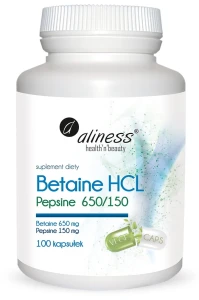 Betaina HCL Pepsine 650mg/150mg 100 kapsułek - Aliness