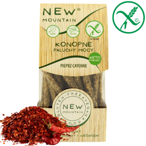 Konopne Paluchy Mocy z Pieprzem Cayenne Wegańskie bezglutenowe 200g - New Mountain