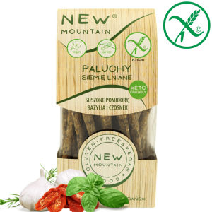 Paluchy z Siemieniem Lnianym Suszonymi Pomidorami Bazylią i Czosnkiem Wegańskie bezglutenowe 200g - New Mountain