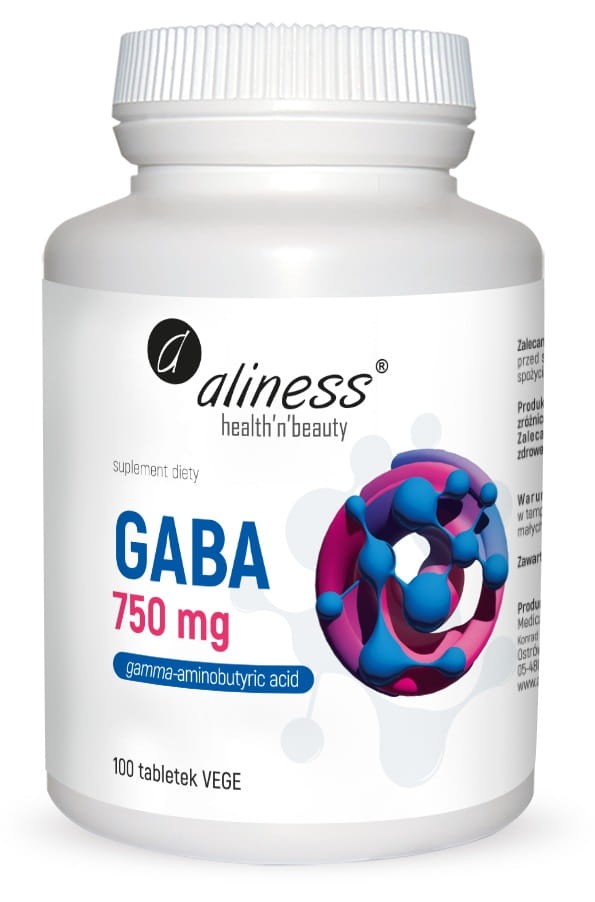 GABA Gamma-Aminobutyric Acid 750mg 100 kapsułek - Aliness
