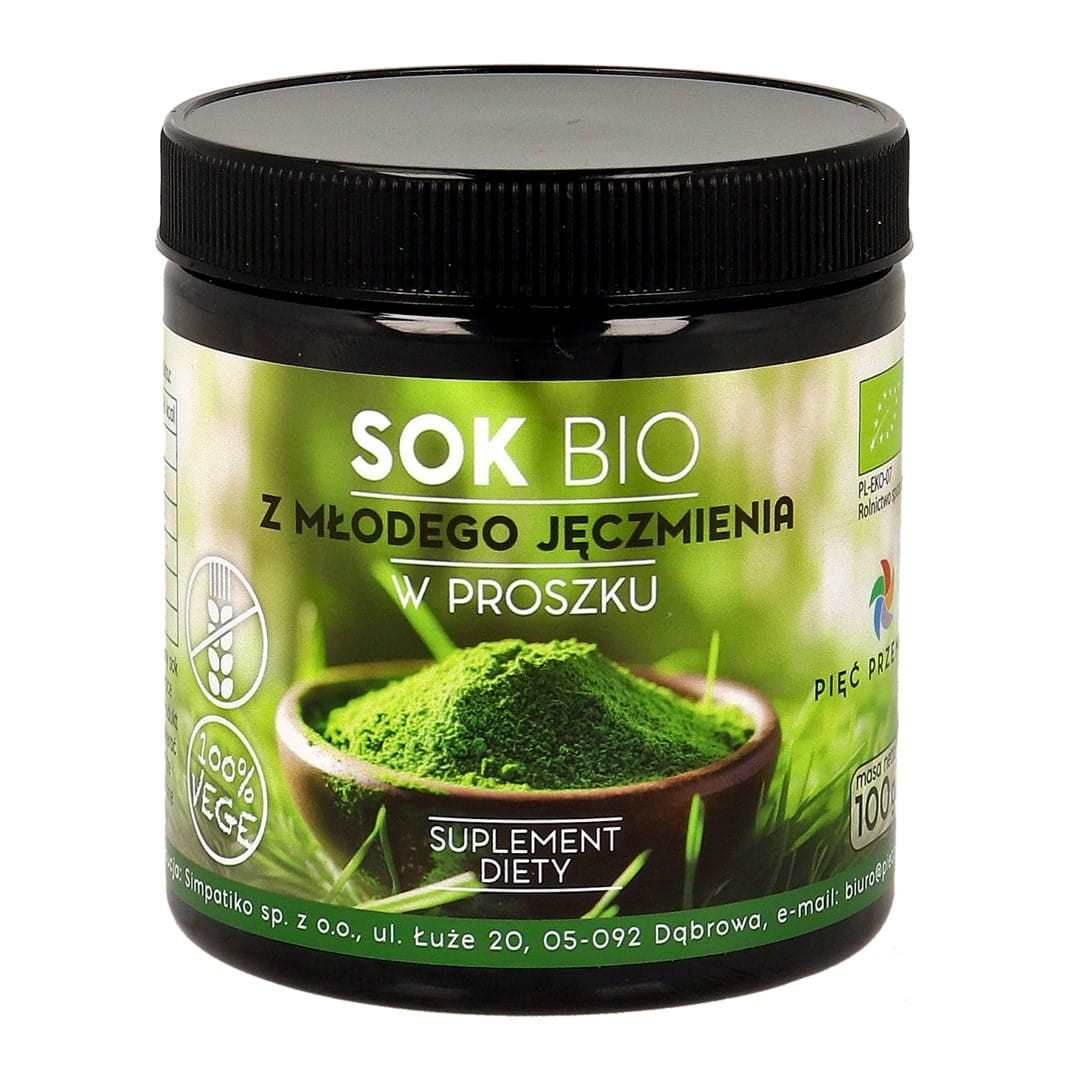 Sok z Młodego Jęczmienia w Proszku BIO 100g - Pięć Przemian