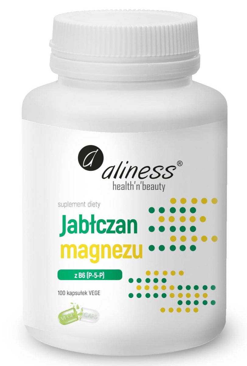 Jabłczan Magnezu 100mg z B6 (P-5-P) 100 kapsułek - Aliness