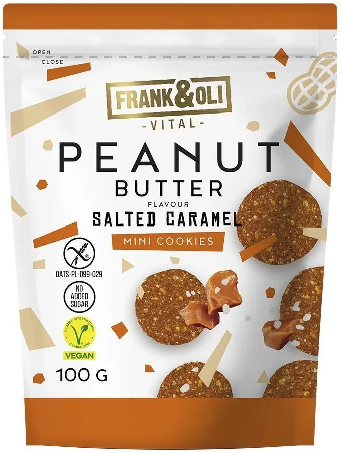 Ciasteczka Mini Peanut Butter Słony Karmel bezglutenowe bez dodatku cukru 100g - Frank&amp;Oli