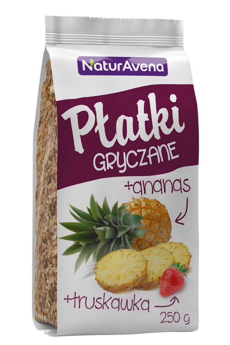 Płatki Gryczane z Ananasem i Truskawką 250 g - Naturavena