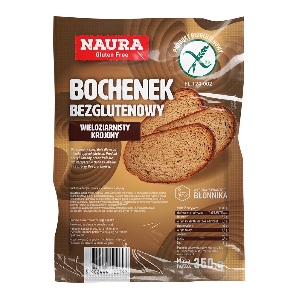 Bochenek Wieloziarnisty Krojony bezglutenowy 350 g - Naura
