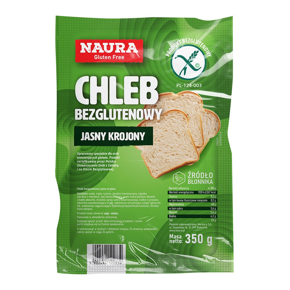 Chleb Jasny Krojony bezglutenowy 350 g - Naura