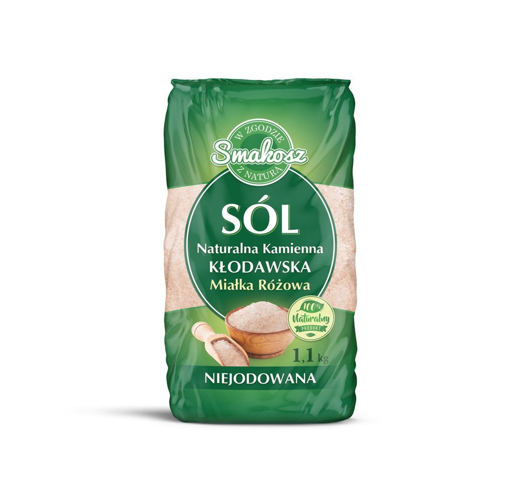 Sól Kłodawska Kamienna Różowa Miałka Niejodowana 1,1 kg - Smakosz