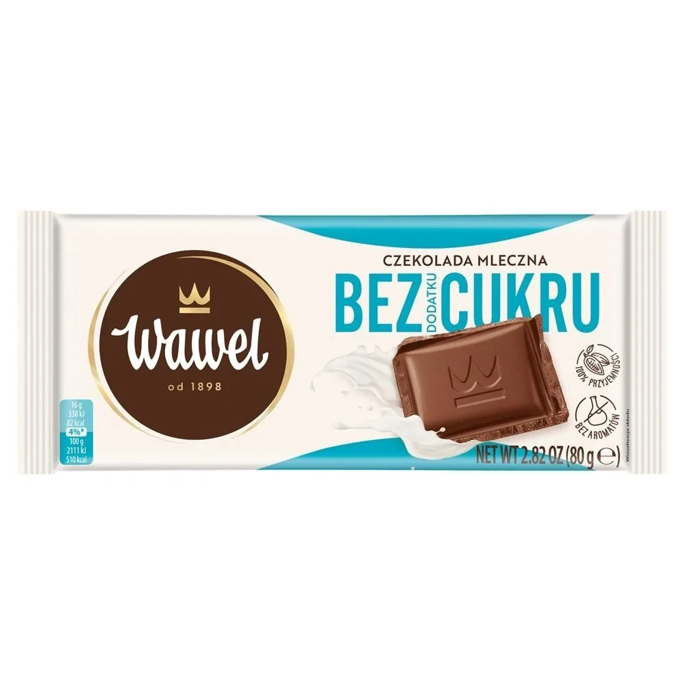 Czekolada Mleczna bez dodatku cukru 80g - Wawel