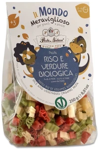 Makaron Dla Dzieci Dinozaury Ryżowy Trójkolorowy bezglutenowy BIO 250 g - Pasta Natura