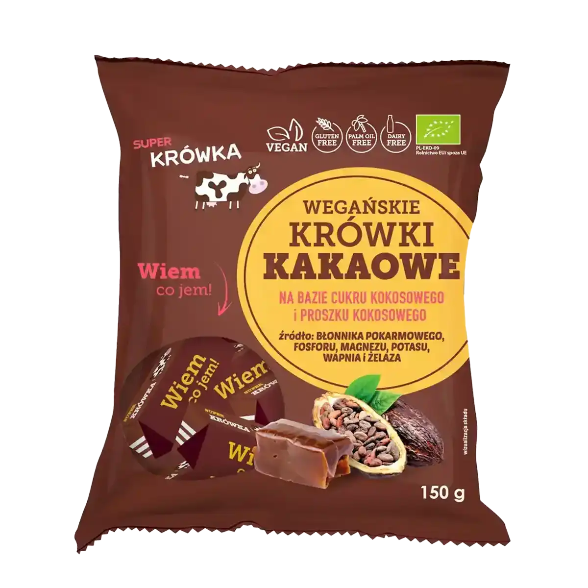 Krówki Kakaowe bezmleczne bezglutenowe BIO 150g - Super Krówka