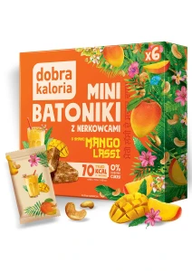 Mini Batoniki z Nerkowców o Smaku Mango Lassi bez dodatku cukru 6 sztuk 102 g - Dobra Kaloria