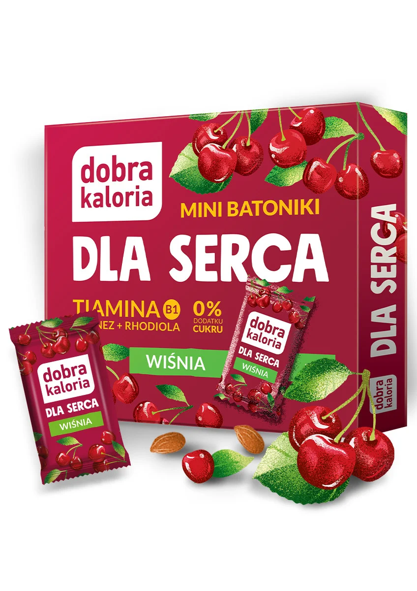 Mini Batoniki Dla Serca Wiśniowe bez dodatku cukru 6 sztuk 102 g - Dobra Kaloria