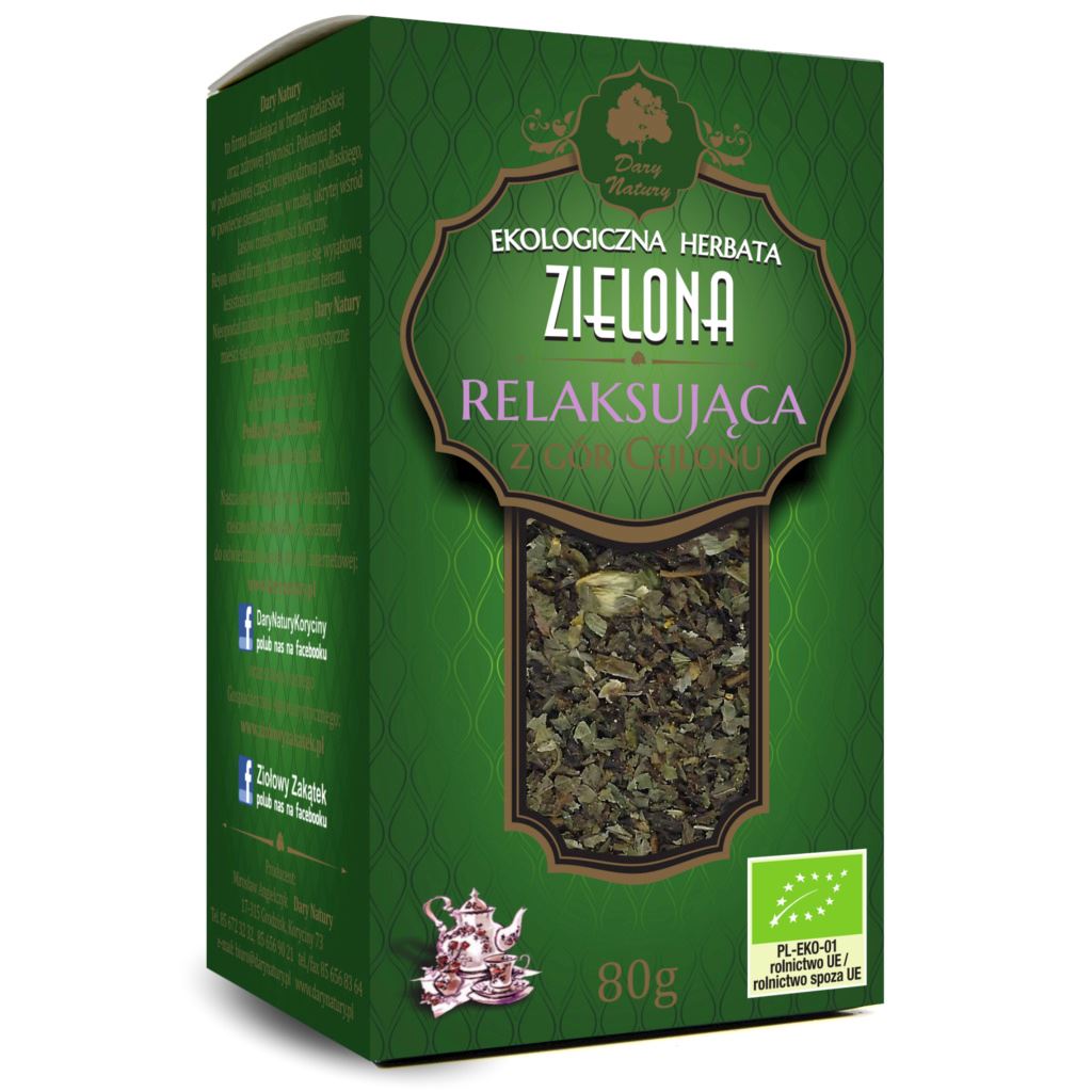 Herbata Zielona Relaksująca BIO 80 g - Dary Natury
