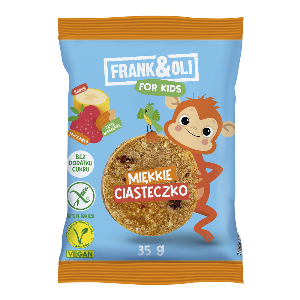 Ciasteczko Dla Dzieci Migdał Truskawka Banan bezglutenowe bez dodatku cukrów 35 g - Frank&amp;Oli