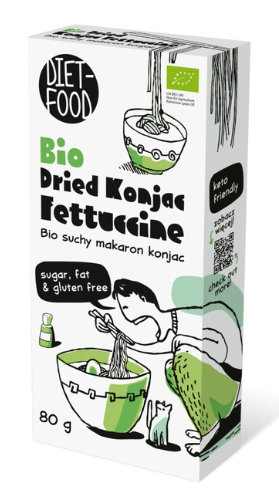 Suchy Makaron Konjac Fettuccine bezglutenowy BIO 80 g - Diet Food