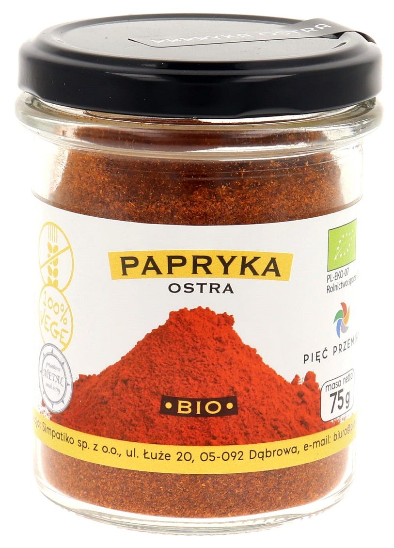 Papryka Ostra Mielona bezglutenowa 75 g - Pięć Przemian