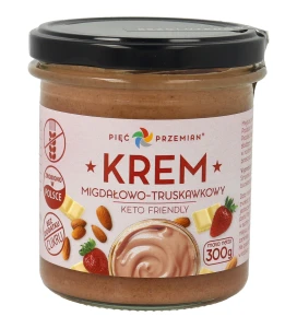 Krem Migdałowo-Truskawkowy KETO bezglutenowy 300 g - Pięć Przemian