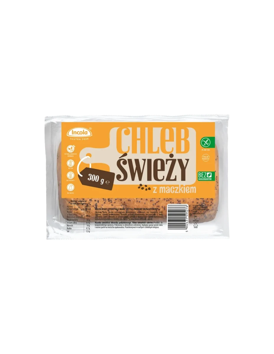 Chleb Świeży z Maczkiem bezglutenowy 300 g - Incola