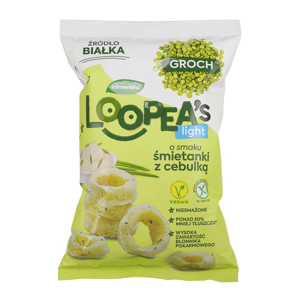 Chrupki z Grochu o Smaku Śmietanki z Cebulką bezglutenowe 50 g - Loopea's