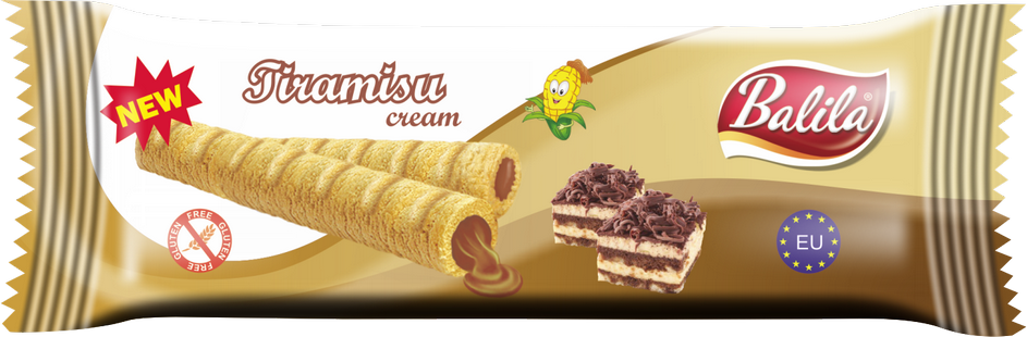Rurki Kukurydziane z Kremem o Smaku Tiramisu bezglutenowe 18 g - Balila
