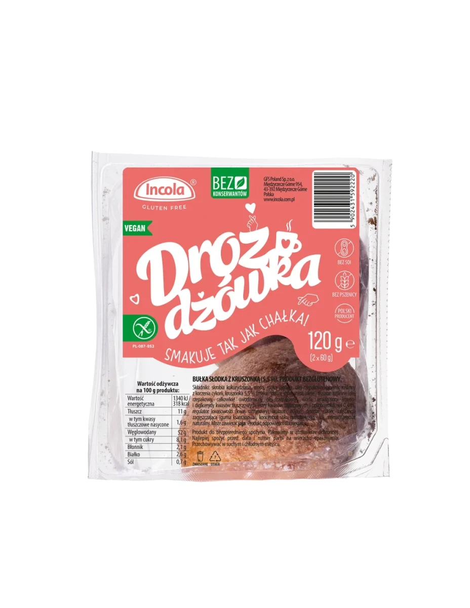 Drożdżówka Taka Jak Chałka bezglutenowa 2x60 g - Incola