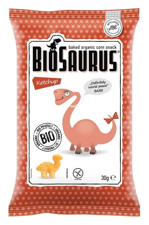 Chrupki Kukurydziane Dinozaury o Smaku Ketchupowym bezglutenowe BIO 30g - BioSaurus