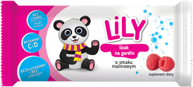 Lizak z Witaminami na Gardło o Smaku Malinowym Lily bez dodatku cukru 8g - 7Pharma