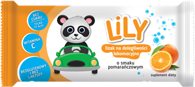 Lizak na Dolegliwości Lokomocyjne o Smaku Pomarańczowym Lily bez dodatku cukru 8g - 7Pharma