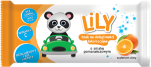 Lizak LiLY o Smaku Pomarańczowym na Dolegliwości Lokomocyjne bez dodatku cukru 8g - 7Pharma