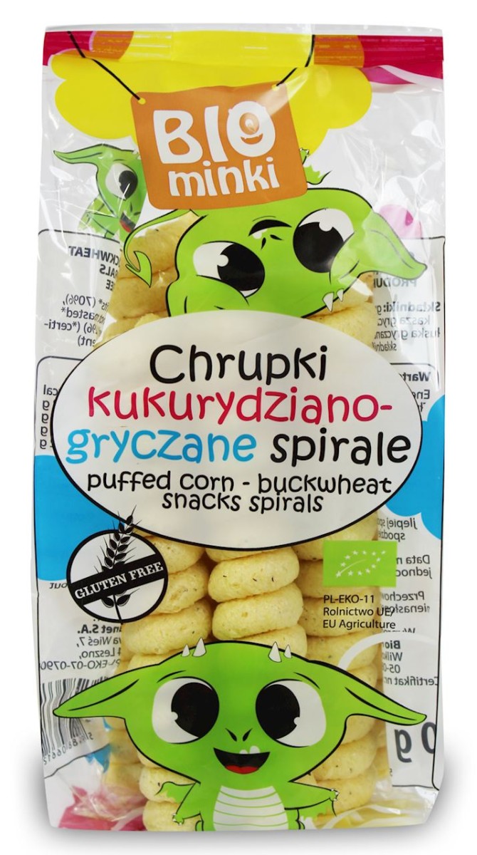 Chrupki Kukurydziano-Gryczane Spirale bezglutenowe BIO 60g - Biominki