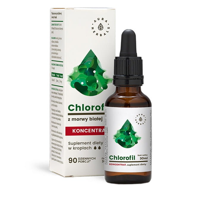 Chlorofil z Morwy Białej Koncentrat Krople 30ml - Aura Herbals