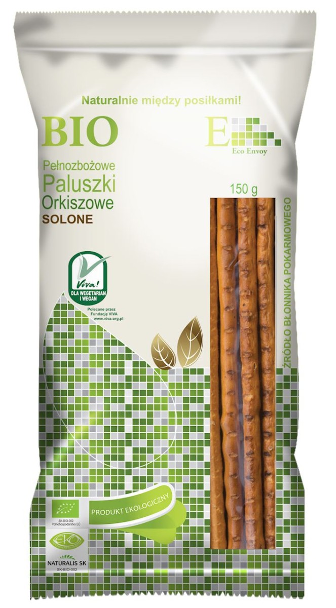 Paluszki Orkiszowe Pełnoziarniste Solone BIO 150g - Envoy