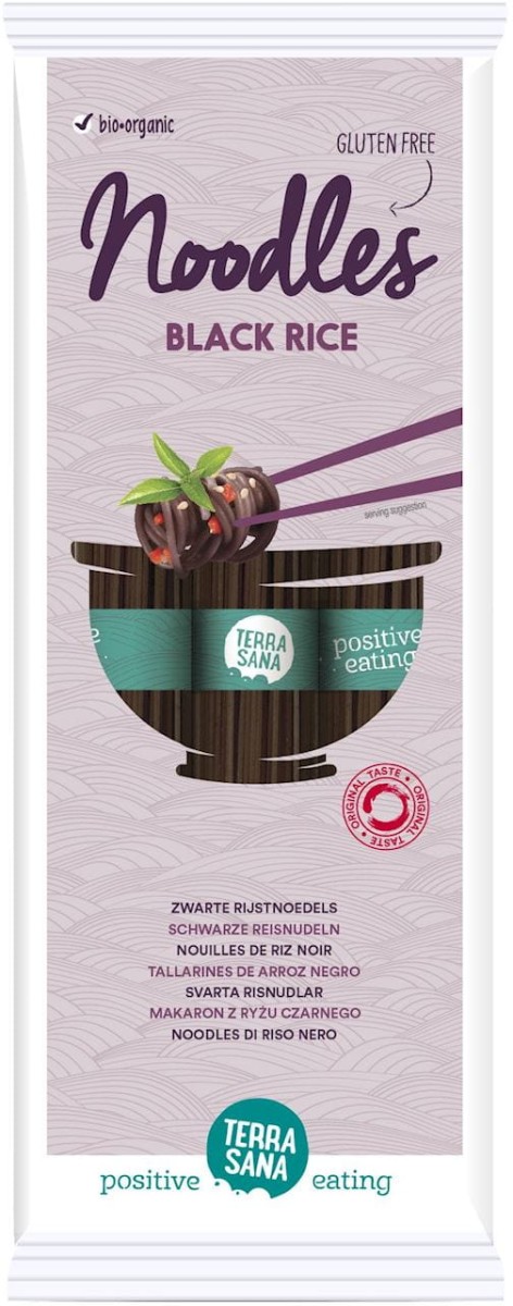 Makaron z Ryżu Czarnego bezglutenowy BIO 250g - Terrasana