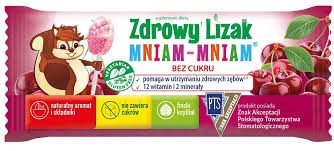 Zdrowy Lizak o Smaku Wiśnia Musująca z Ksylitolem 6g - Mniam Mniam