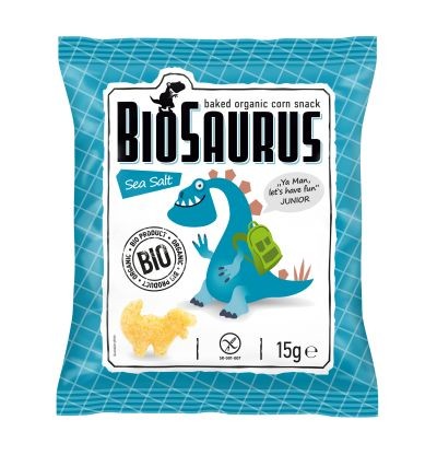Chrupki Kukurydziane z Solą Morską bezglutenowe BIO 15g - BioSaurus